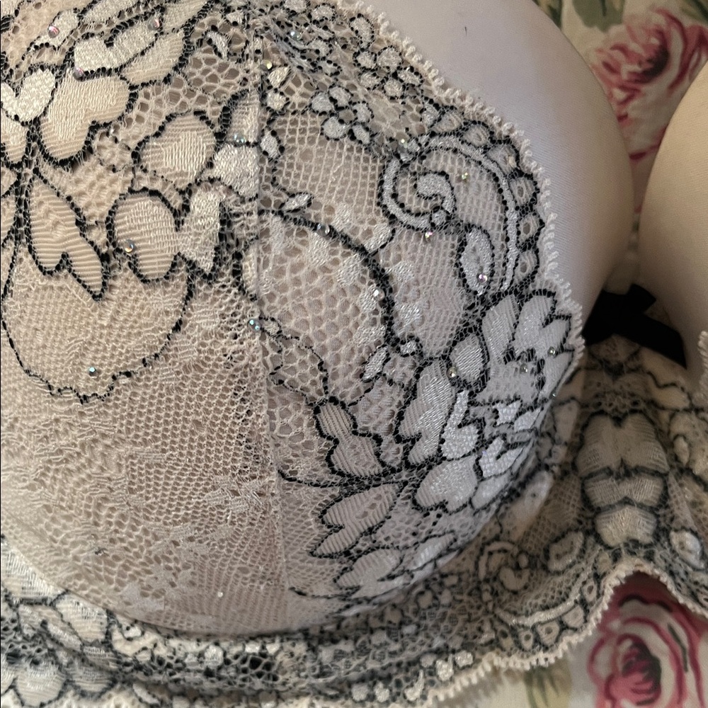 Victoria's Secret Lace Bra - Black and White -DREAM ANGELS BRA. VERY BEAUTIFUL - Picture 6 of 9